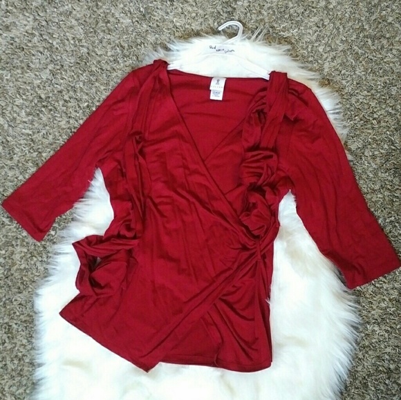 Lilian Plus Size Waist Tie Asymmetrical Top - Picture 7 of 7